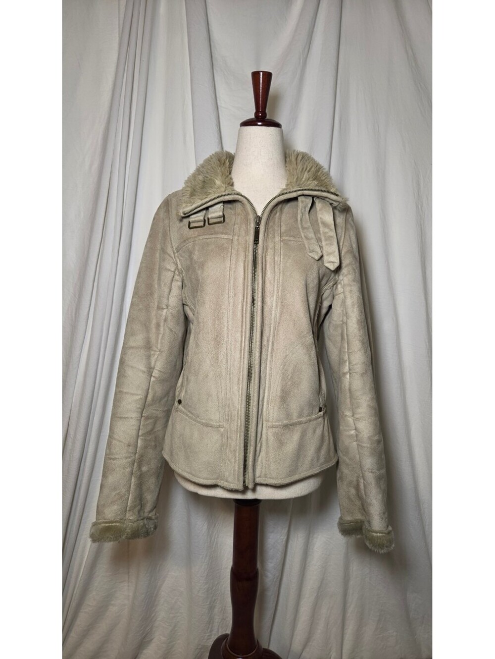 River Island Super Soft Faux Fur Aviator Jacket Dusky Pink Size 10 m